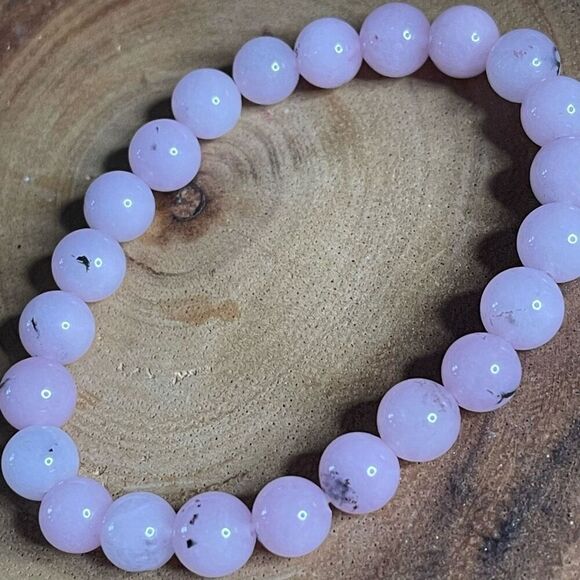 Pink opal 8mm stretch bracelet beaded bracelet 7” stretch crystal healing natura - Picture 8 of 12